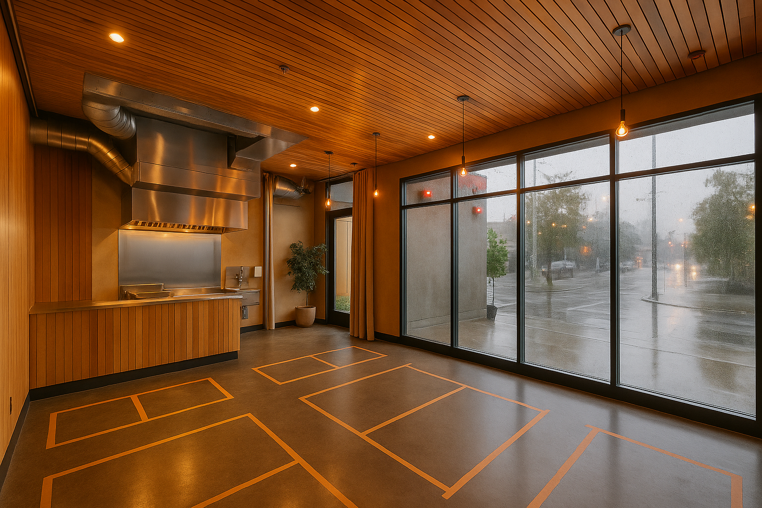 Restaurant TI pre-check — seat count, venting path, restrooms